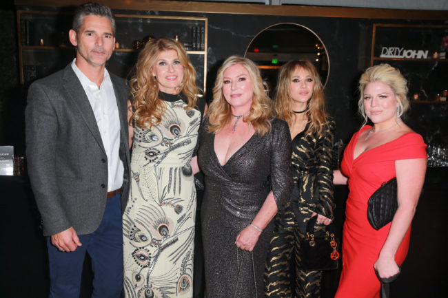 Eric Bana, Connie Britton, Debra Newell, Juno Temple and Terra Newell attend the after party for Bravo's anthology series "Dirty John"