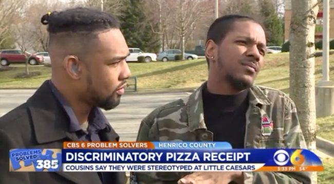 The two men who received a receipt from a Little Caesars employee with "gay" printed on it 