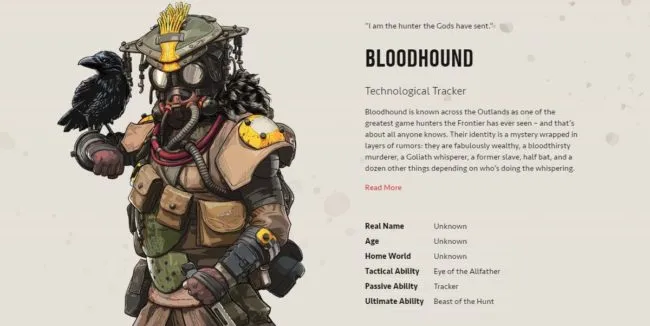 Non-binary Apex Legends character Bloodhound's backstory