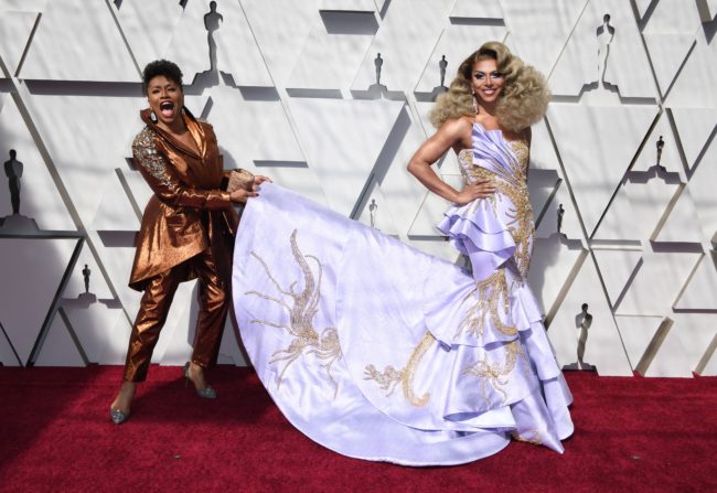 Actress Jennifer Lewis (L) and Shangela (R) arrive for the 91st Annual Academy Awards at the Dolby Theatre in Hollywood, California on February 24, 2019. 