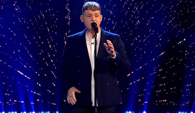 Britain's Eurovision Song Contest entrant Michael Rice sings "Bigger Than Us" on the BBC on February 8 2019