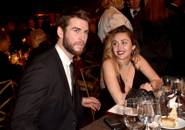 Liam Hemsworth and Miley Cyrus attend the 16th annual G'Day USA Los Angeles Gala at 3LABS on January 26, 2019 in Culver City, California.