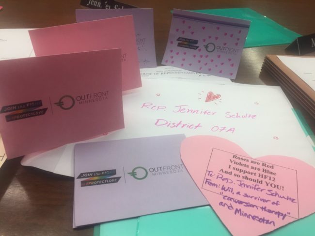 Valentine's Day cards written by people in Minnesota who want gay 'cure' therapy to be outlawed