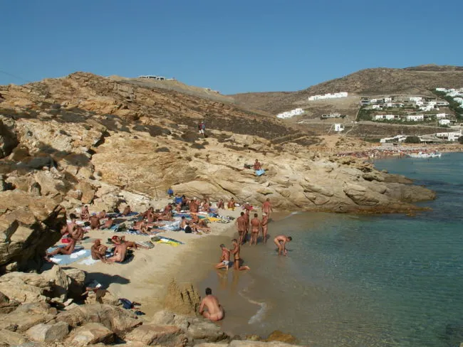 Gay nude beaches: Elia Beach, Mykonos 