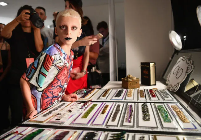 Desmond is Amazing star Desmond Napoles prepares backstage at Disney Villains x The Blonds September 2018 during New York Fashion Week: The Show Gallery I at Spring Studios on September 7, 2018 in New York City. 