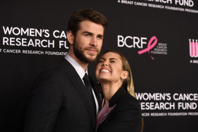 Liam Hemsworth and Miley Cyrus at the Women's Cancer Research Fund's An Unforgettable Evening Benefit Gala