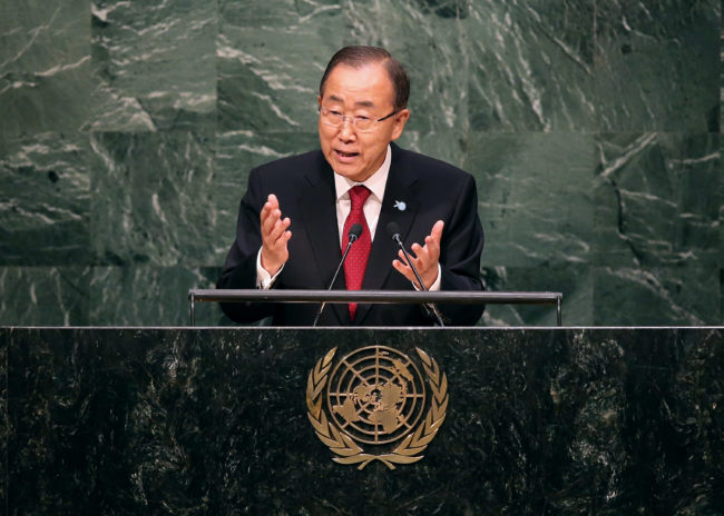 United Nations Secretary General Ban Ki-moon stands up for equality. 