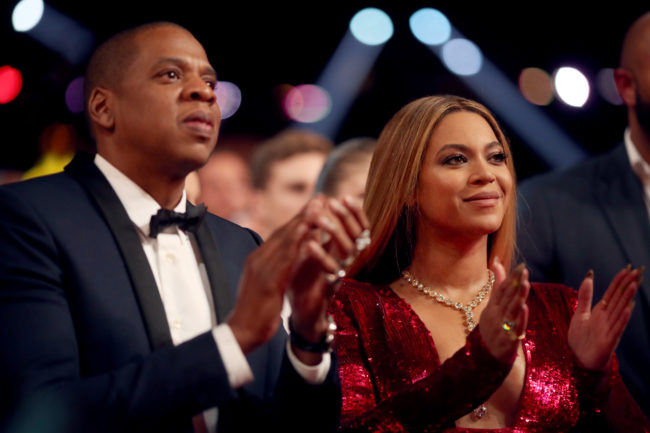 Beyonce and Jay-Z attend The 59th GRAMMY Awards.