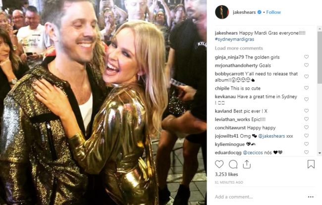 Jake Shears and Kylie Minogue at Sydney Mardi Gras 2019