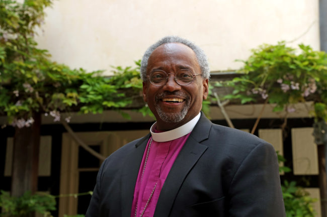 American bishop Michael Curry at St George's Chapel, Windsor, ahead of the royal wedding of Prince Harry and Meghan Markle on May 18, 2018 in Windsor, England.