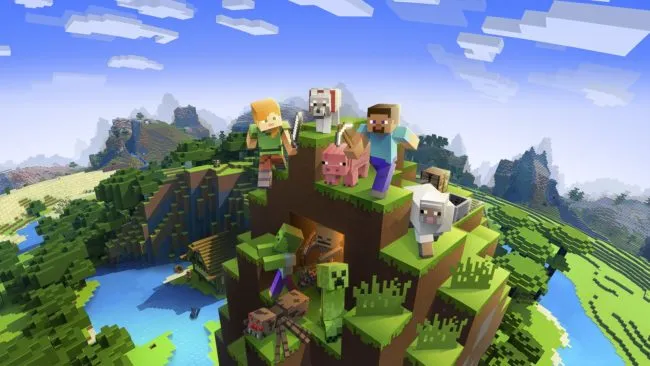 A screenshot from Minecraft, a Microsoft-owned video game created by anti-trans Markus "Notch" Persson.