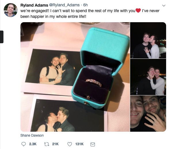 Ryland Adams posted photos of Shane Dawson's proposal. 