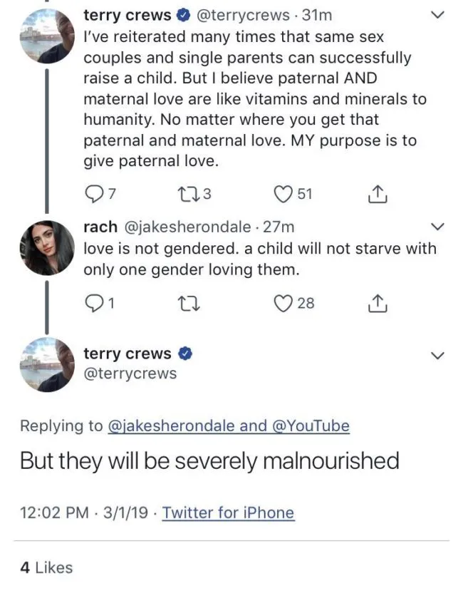 Terry Crews tweeted that children of same-sex and single parents were "malnourished". (@astdelagrange / Twitter)