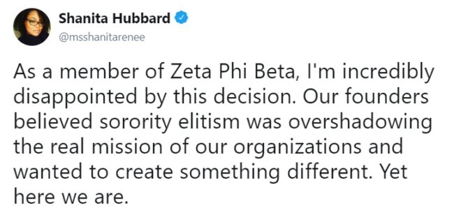 Shanita Hubbard said she was 'disappointed' with the policy. (Twitter/@msshanitarenee)