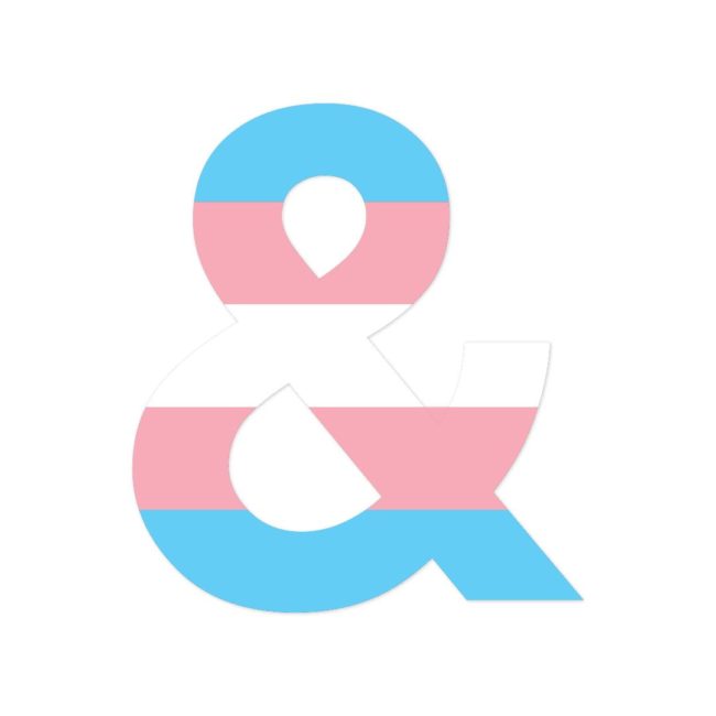 Twitter profile picture to support transgender people. An & sign in the colours of the trans flag