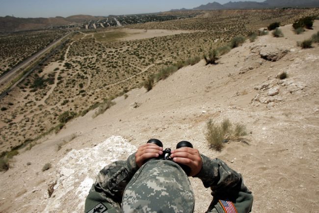 Transgender military ban: New Mexico National Guard officers near the US-Mexico border on June 26, 2007 in Sunland Park, New Mexico.