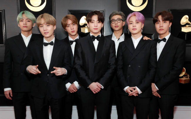 BTS attends the 61st Annual GRAMMY Awards at Staples Center on February 10, 2019 in Los Angeles, California.