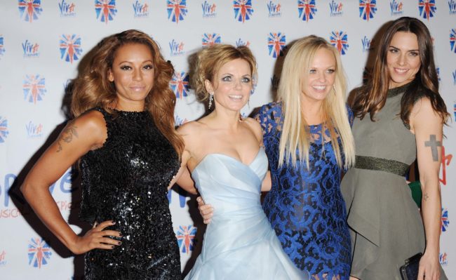 Melanie Brown, Geri Halliwell, Emma Bunton and Melanie Chisholm attend the after party for the press night of 'Viva Forever', a musical based on the music of The Spice Girls at Victoria Embankment Gardens on December 11, 2012 in London, England.