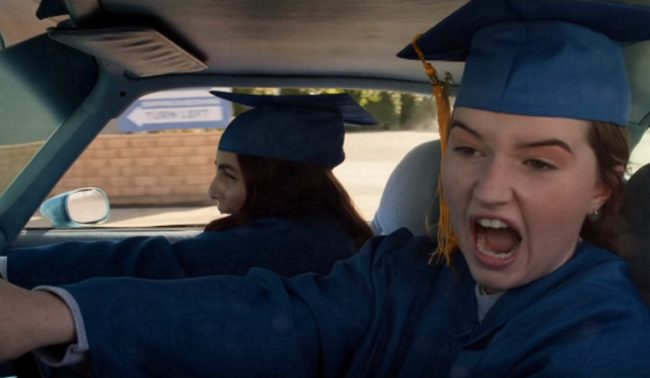 The two main characters drive a car in 2019 film Booksmart.