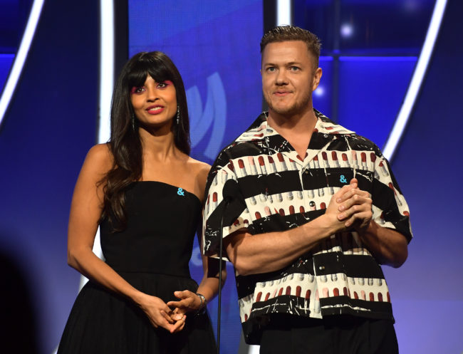 Jameela Jamil and Imagine Dragons singer Dan Reynolds attend the 30th Annual GLAAD Media Awards Los Angeles at The Beverly Hilton Hotel on March 28, 2019 in Beverly Hills, California.