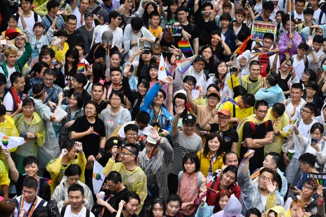 Supporters of same-sex marriage in Taiwan waited for the outcome of the vote outside the parliament in Taipei. 
