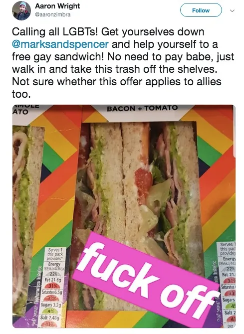 LGBT sandwich tweet.