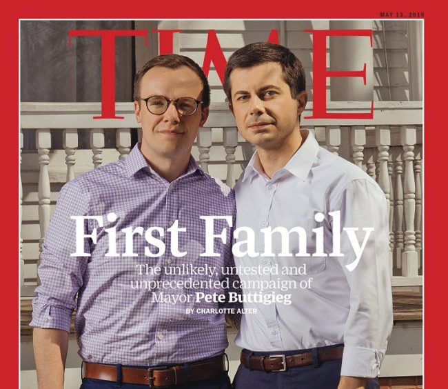 TIME Magazine dedicated the cover to gay presidential hopeful Pete Buttigieg and husband Chasten Buttigieg