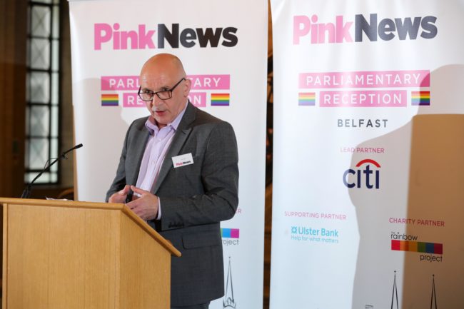 John Blair (Alliance) at the PinkNews Belfast Summer Reception. (Kelvin Boyes/Press Eye/PinkNews)