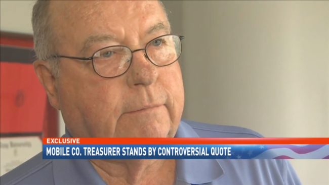 Phil Benson, the elected treasurer of Mobile County, Alabama, defended his comments in an interview with WPMI