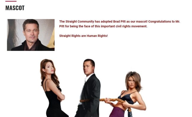 The group named actor Brad Pitt as their 'mascot' for the Straight Pride march