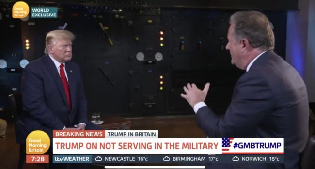 Donald Trump struggled to defend the trans military ban in an interview with Good Morning Britain