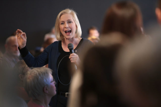 Senator Kirsten Gillibrand (D-NY) speaks to guests during a campaign stop on March 19, 2019 in Dubuque, Iowa.