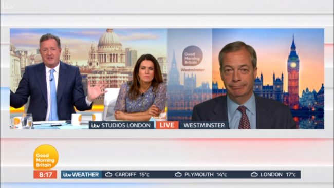 Brexit Party leader Nigel Farage defended Ann Widdecombe's comments on Good Morning Britain